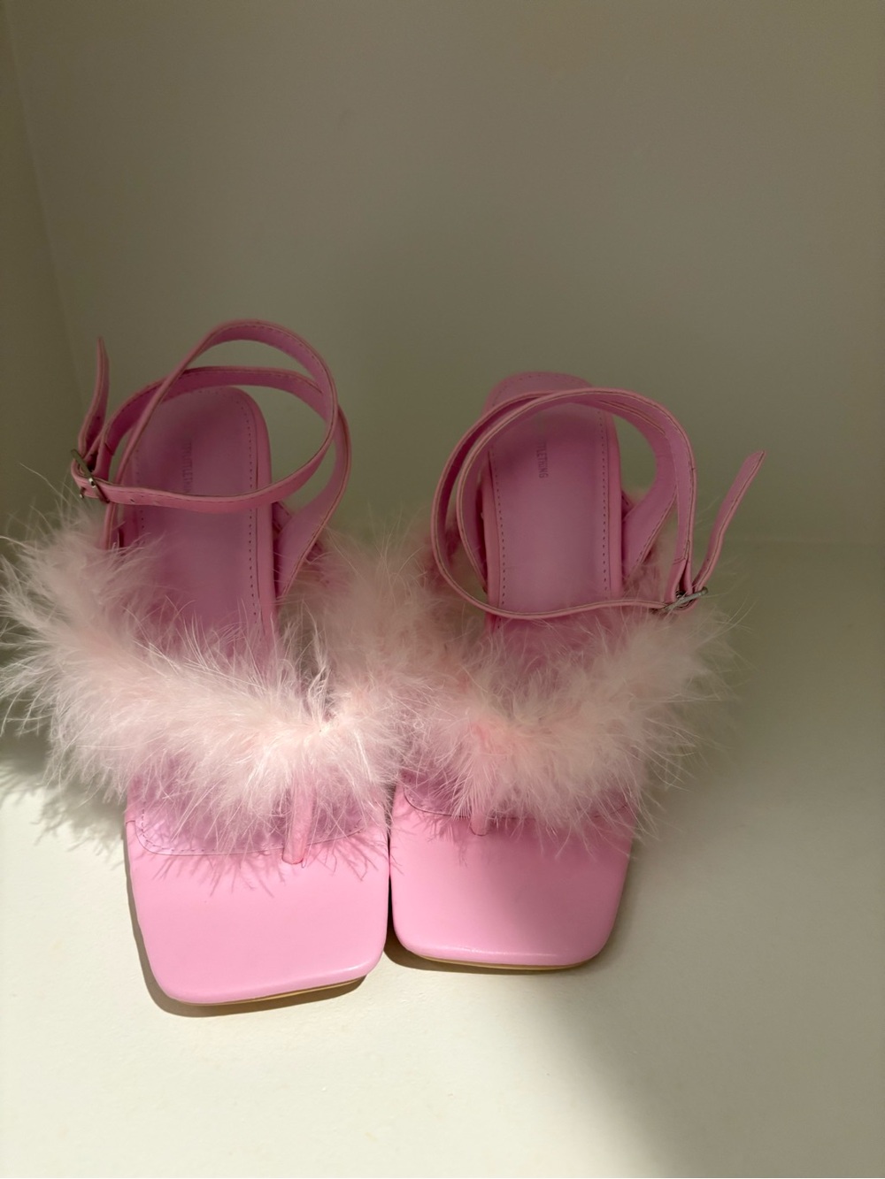 Pink Feather Strap Sandals